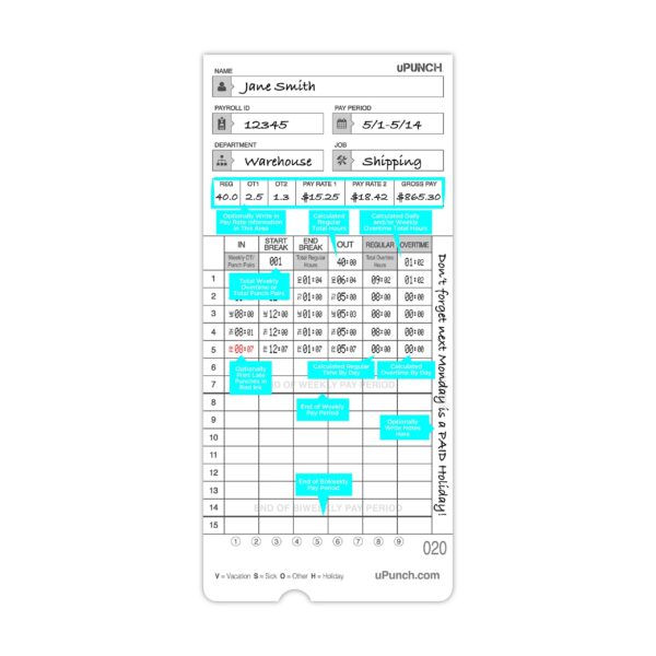 Non-Calculating Time Cards (Pack of 100) - Image 2