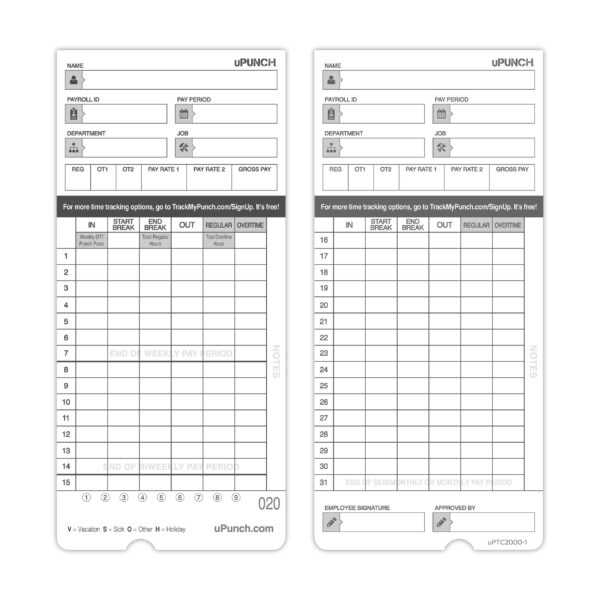 Non-Calculating Time Cards (Pack of 100) - Image 3